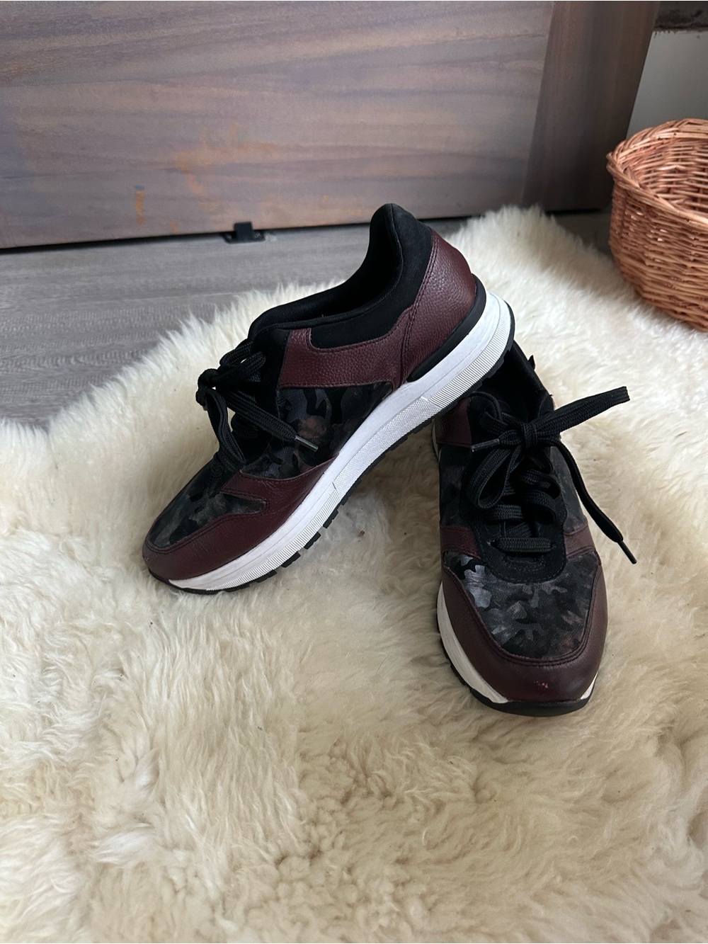 Rieker Burgundy and Black Camouflage Sneakers Womens 39